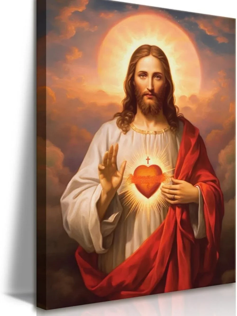 Sacred Heart of Jesus Wall Art - Divine Mercy Canvas Print, Christian Decor